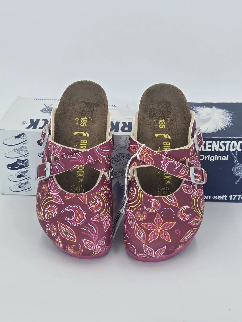 Birkenstock Dorian Kinder Birko-Flor Red Flower Mary Jane Clogs Size C11 Toddler